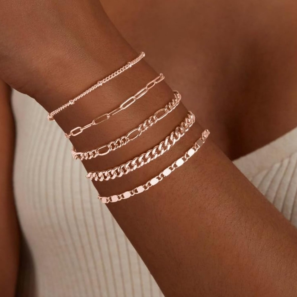 Elegant Rose Gold Bracelet Set